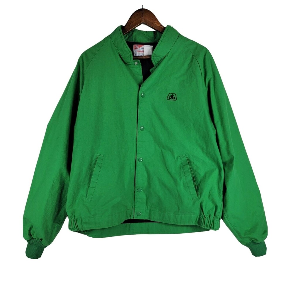 Swingster Vintage Farmer Jacket Coat Pioneer Seed Green Snap Mens Size XL‎